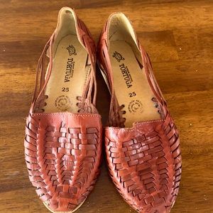 Huaraches, leather woven sandals, made in Mexico.